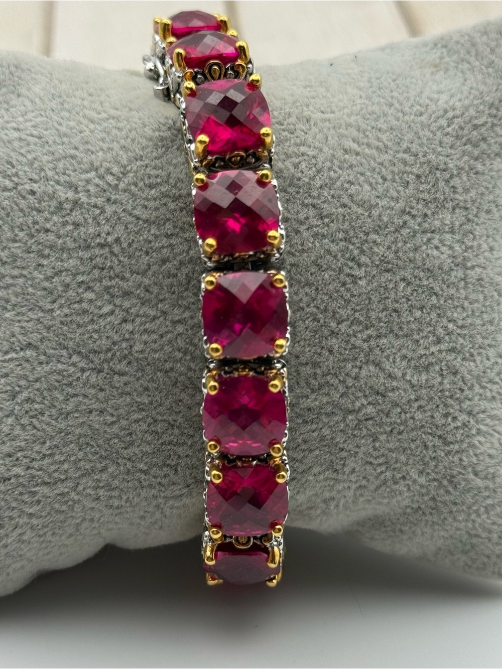 Park Lane Signature ruby CZ Line Tennis Link Bracelet - Picture 2 of 11